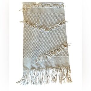 Huge Boho Woven Wall Hanging W/Fringe Textured Cotton/Wool Hemp Hanger 50X28